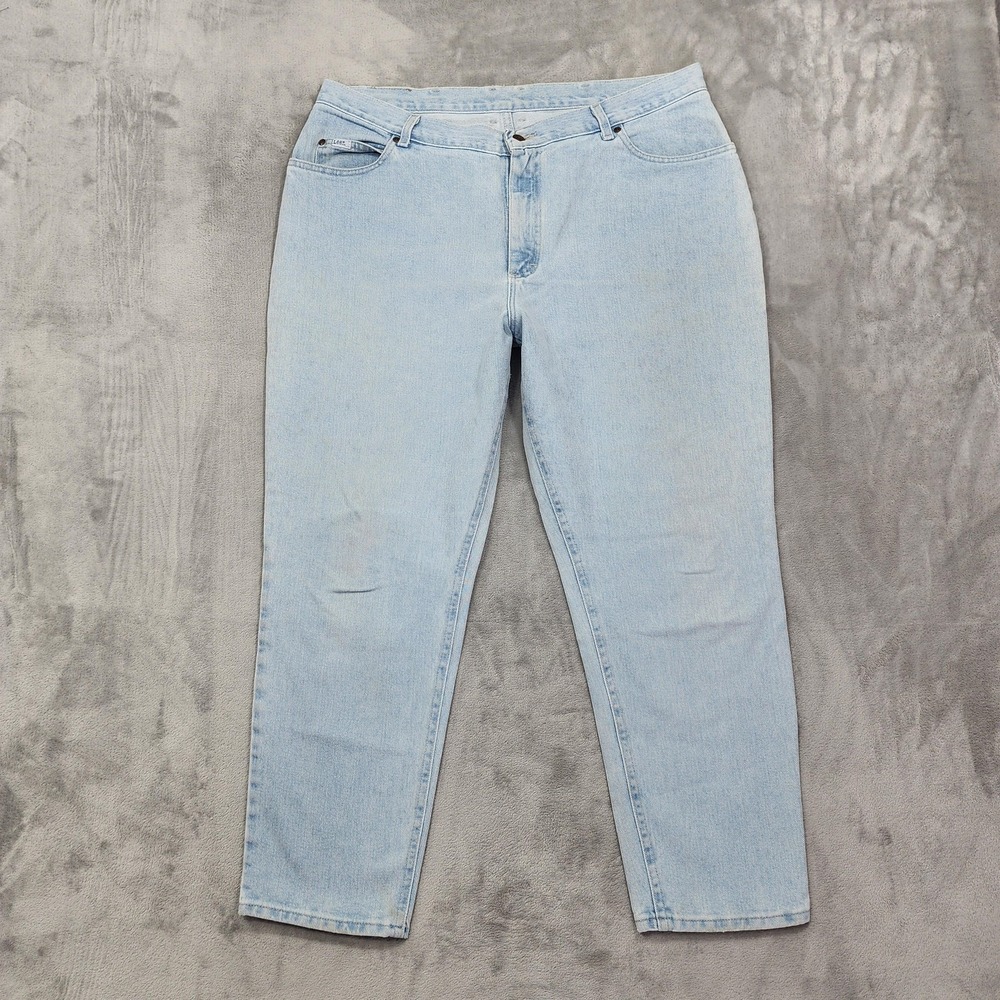 Vintage Lee Jeans Womens 22W Blue Light Wash High Rise Relaxed Tapered Leg Denim